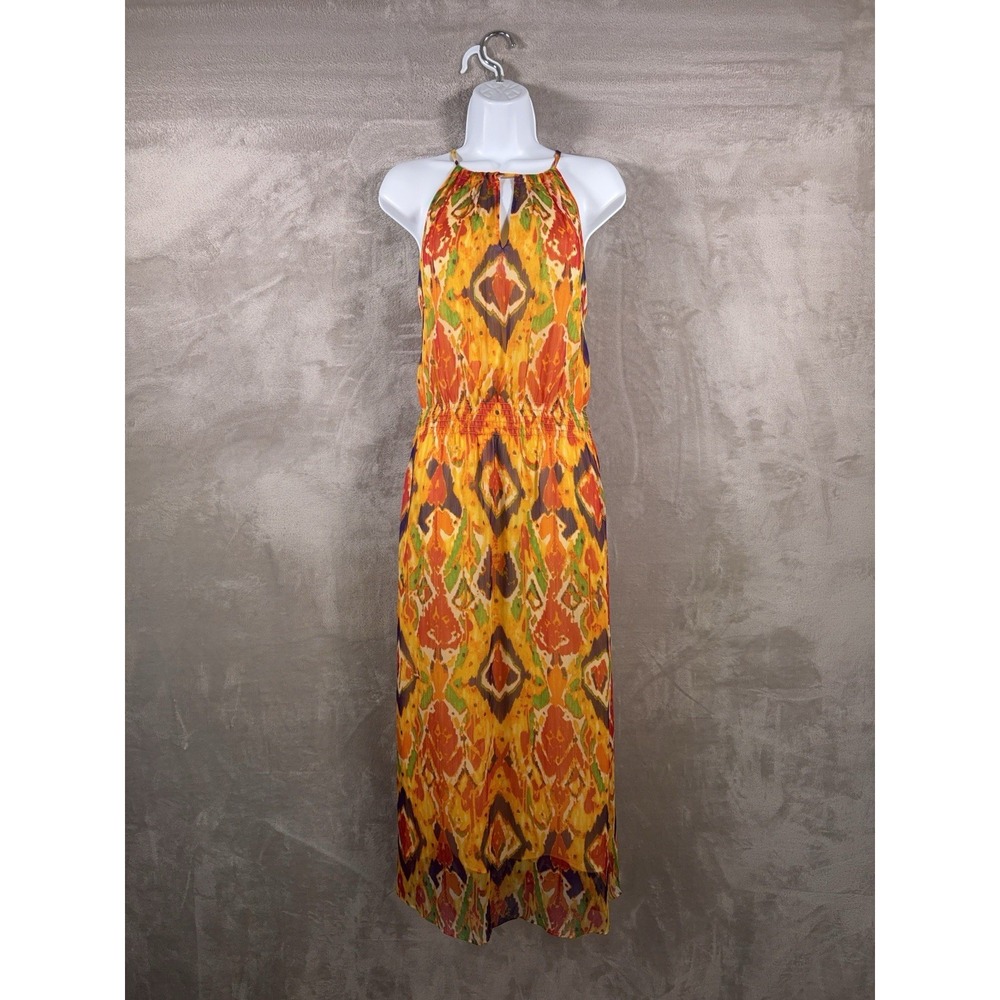 Lauren Ralph Lauren Maxi Dress Womens 2P Multicolor Ikat Halter Sleeveless Boho